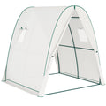 Outsunny Polytunnel Greenhouse with Sandbags, Walk-In Tunnel Green House with 2 Doors and Screen Windows, 1.8 x 1.8 x 2m, White