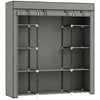 HOMCOM Clothes Storage Organiser with Hanging Rail, Shelves, Portable Wardrobe, Foldable Fabric Wardrobe, Dark Grey
