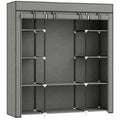 Clothes Storage Organiser with Hanging Rail, Shelves, Portable Wardrobe, Foldable Fabric Wardrobe, Dark Grey