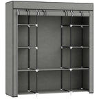 Clothes Storage Organiser with Hanging Rail, Shelves, Portable Wardrobe, Foldable Fabric Wardrobe, Dark Grey