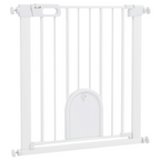 PawHut 75-82 cm Pet Safety Gate Pressure Fit Stair with Small Door Double Locking