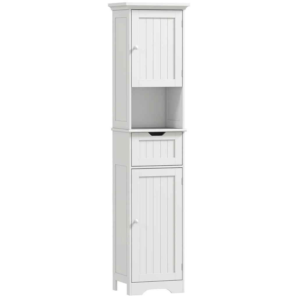 Slim Bathroom Storage Cabinet, with Sensor Lights - White