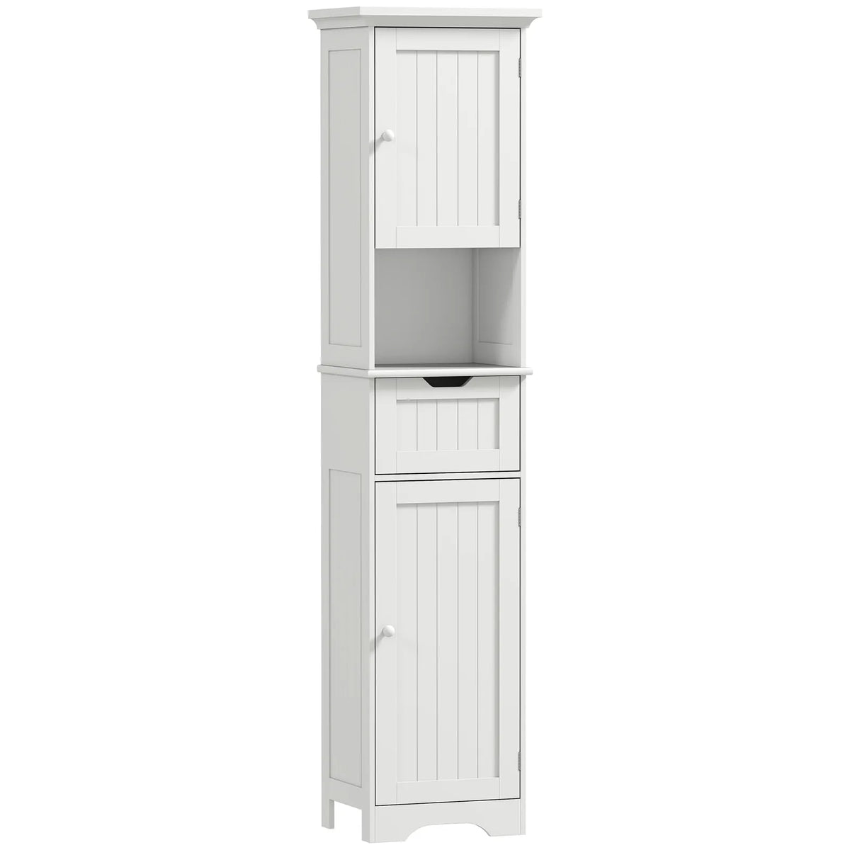 Slim Bathroom Storage Cabinet, with Sensor Lights - White