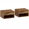 Set of Two Floating Bedside Tables - Rustic Brown