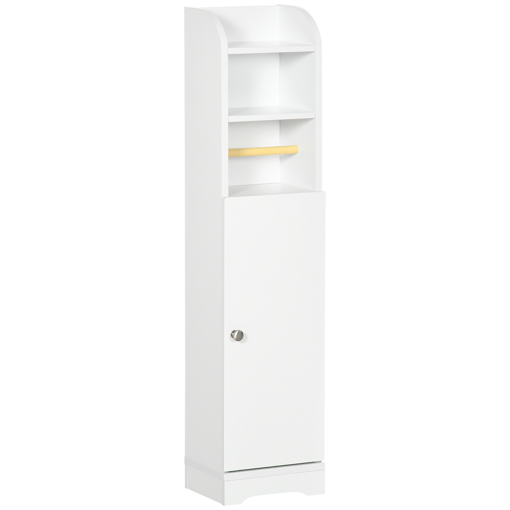 kleankin Freestanding Bathroom Storage Unit with Adjustable Shelf, White