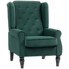 Wingback Accent Chair, Retro Upholstered Button Tufted Occasional Chair for Living Room and Bedroom, Green