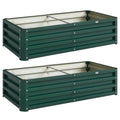 Outsunny Set of 2 Raised Beds for Garden, Galvanised Outdoor Planters for Herbs Vegetables, Use for Patio Balcony, Green