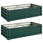 Outsunny Set of 2 Raised Beds for Garden, Galvanised Outdoor Planters for Herbs Vegetables, Use for Patio Balcony, Green