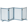 Wooden Foldable Dog Safety Barrier with 4 Panels for Small&Medium Dogs Blue Grey