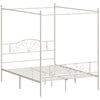 Canopy Bed Frame Double Size, Metal Platform Bed Frame with Headboard and Footboard, Underbed Storage, White