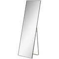 Full Length Mirror, Aluminium Alloy Framed Full Body Mirror with Tempered Glass, Standing or Wall Hanging, Black