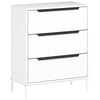 Chest of Drawers, Dresser with 3 Fabric Drawers and Aluminium Handles - White
