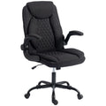 Linen-Look Computer Desk Chair, Executive Office Chair with Flip-Up Armrests and Thick Cushion, Black