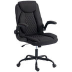 Linen-Look Computer Desk Chair, Executive Office Chair with Flip-Up Armrests and Thick Cushion, Black