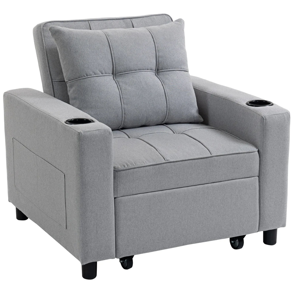3-in-1 Single Sofa Bed, Convertible Sleeper Chair Bed - Light Grey