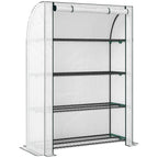 Outsunny Mini Greenhouse with Reinforced PE Cover, Portable Indoor Outdoor Green House with Roll-up Door, 170 x 120 x 50cm, White