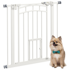 PawHut Pressure Fit, Safety Gate Dog Gate with Small Cat Door Opening, 74-80cm
