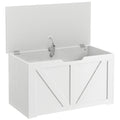 100L Home Storage Box, with Safety Hinge - White Wood-Effect