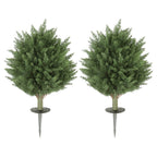 60 cm Artificial Cypress Tree with Ground Stake, Set of 2 Artificial Plants for Indoor & Outdoor, UV Resistant, Green