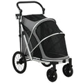 PawHut Dog Stroller, Easy Folding Pet Stroller for Small and Medium Dogs with Shock Absorption, Maximum Load 20 kg, Grey