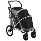 PawHut Dog Stroller, Easy Folding Pet Stroller for Small and Medium Dogs with Shock Absorption, Maximum Load 20 kg, Grey