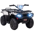 12V Electric Quad Bike for Kids with LED Headlights, Music - White