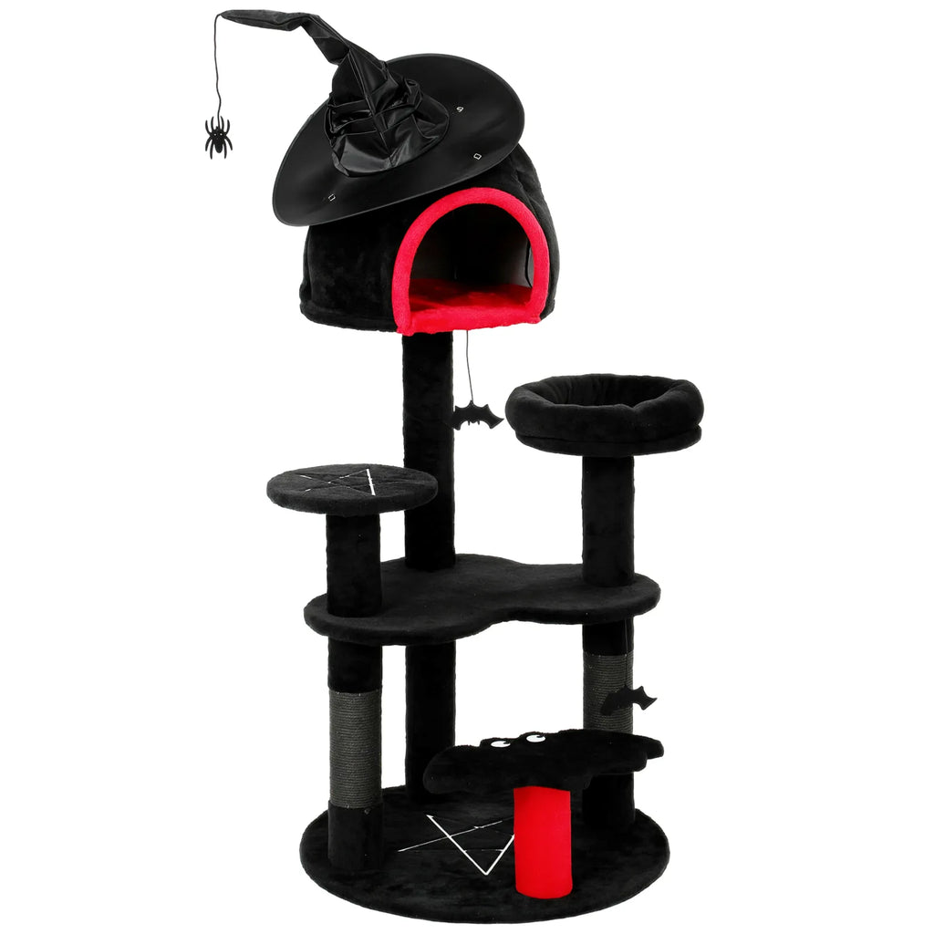 Gothic Halloween Cat Tree — Black, 155cm