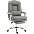 Ergonomic Executive Office Chair, Reclining Desk Chair with Lumbar Support, Footrest, Plush Thick Cushion, Grey