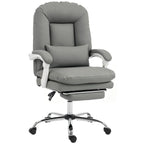 Ergonomic Executive Office Chair, Reclining Desk Chair with Lumbar Support, Footrest, Plush Thick Cushion, Grey