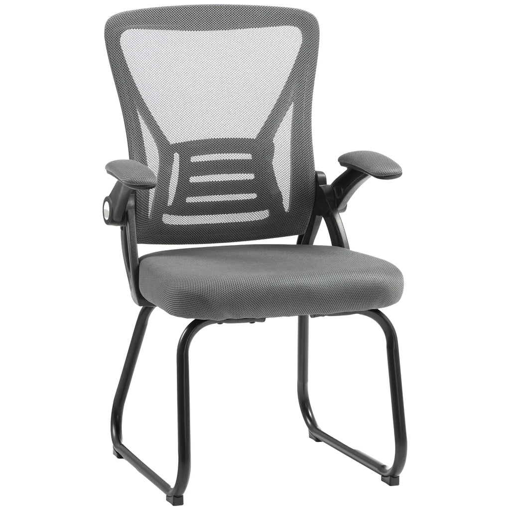 Office Chair, Ergonomic Desk Chair No Wheels with Mesh Backrest and Steel Legs for Home Conference Room, Dark Grey