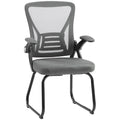 Office Chair, Ergonomic Desk Chair No Wheels with Mesh Backrest and Steel Legs for Home Conference Room, Dark Grey