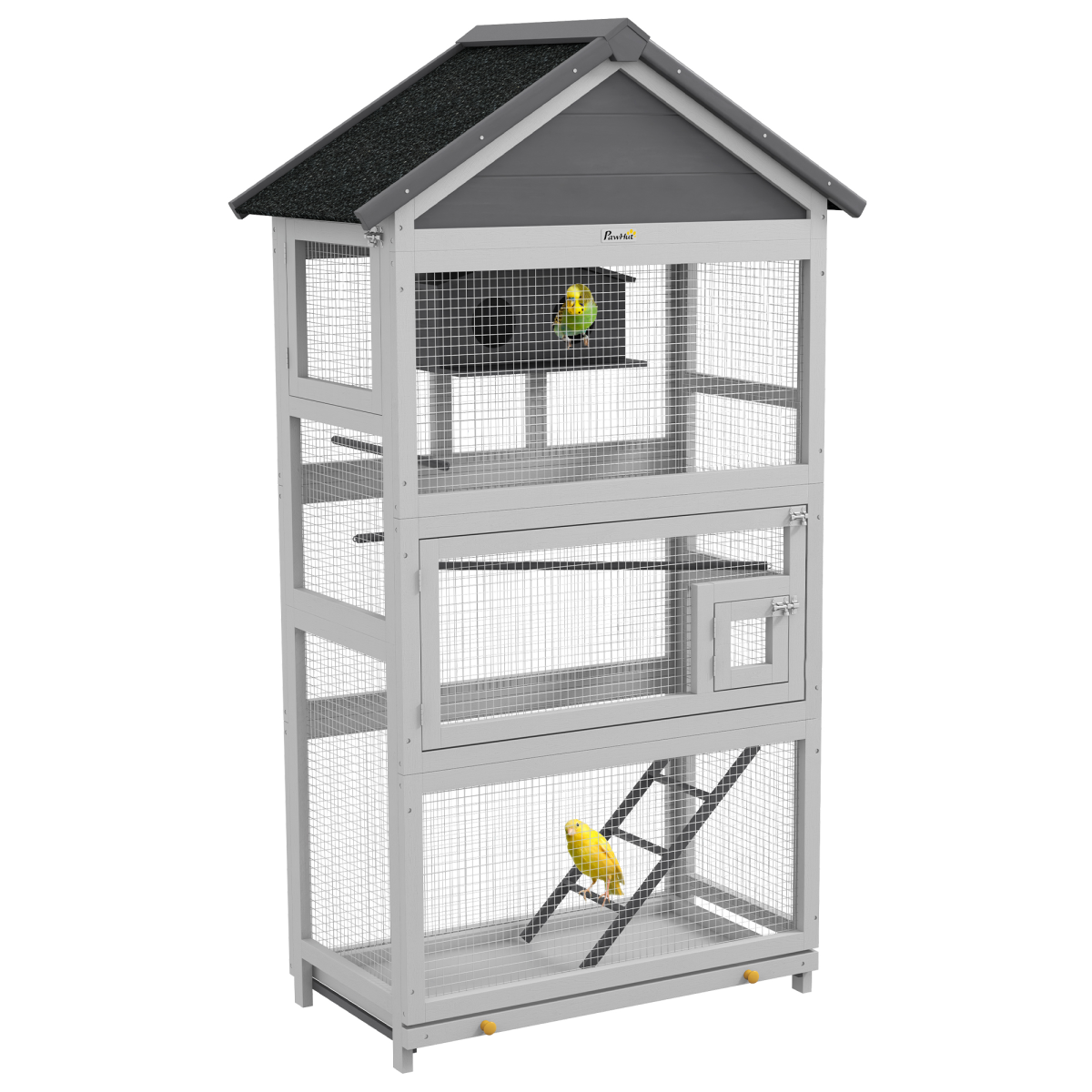 PawHut Bird Cage with Stands for Finches, Parakeets, Small Birds - Grey