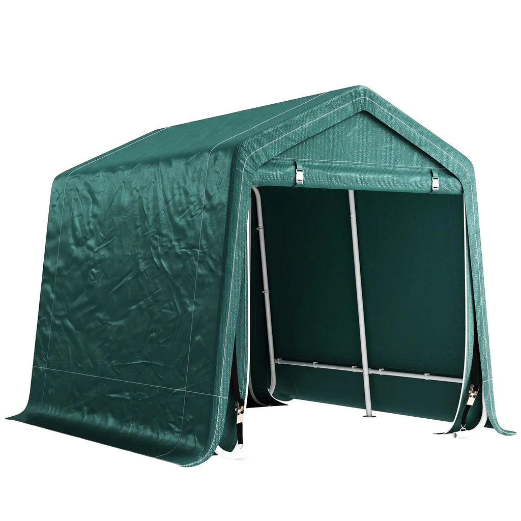 Outsunny 8 x 6.5 ft Outdoor Garden Storage Shed, Waterproof Bike Tent with Double Roll-up Zipper Door for Garden Tools, Green