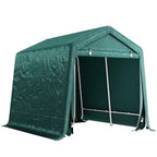 Outsunny 8 x 6.5 ft Outdoor Garden Storage Shed, Waterproof Bike Tent with Double Roll-up Zipper Door for Garden Tools, Green