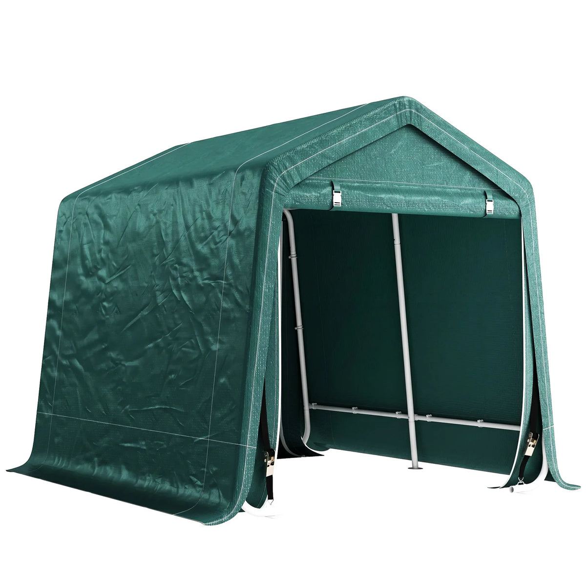 Outsunny 8 x 6.5 ft Outdoor Garden Storage Shed, Waterproof Bike Tent with Double Roll-up Zipper Door for Garden Tools, Green