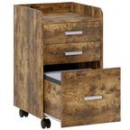 3 Drawer Filing Cabinet, Rolling File Cabinet with Edged Top for Letter, A4 Size, Hanging File Folders, Rustic Brown