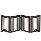 Freestanding Pet Gate 4 Panel Folding Wooden Dog Barrier with Support Feet