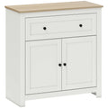 Sideboard Storage Cabinet, Modern Kitchen Cupboard with Adjustable Shelf, Drawer and Double Doors, Cream White