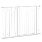 PawHut Dog Gate Wide Stair Gate w/ Door Pressure Fit, 75-115W cm, White