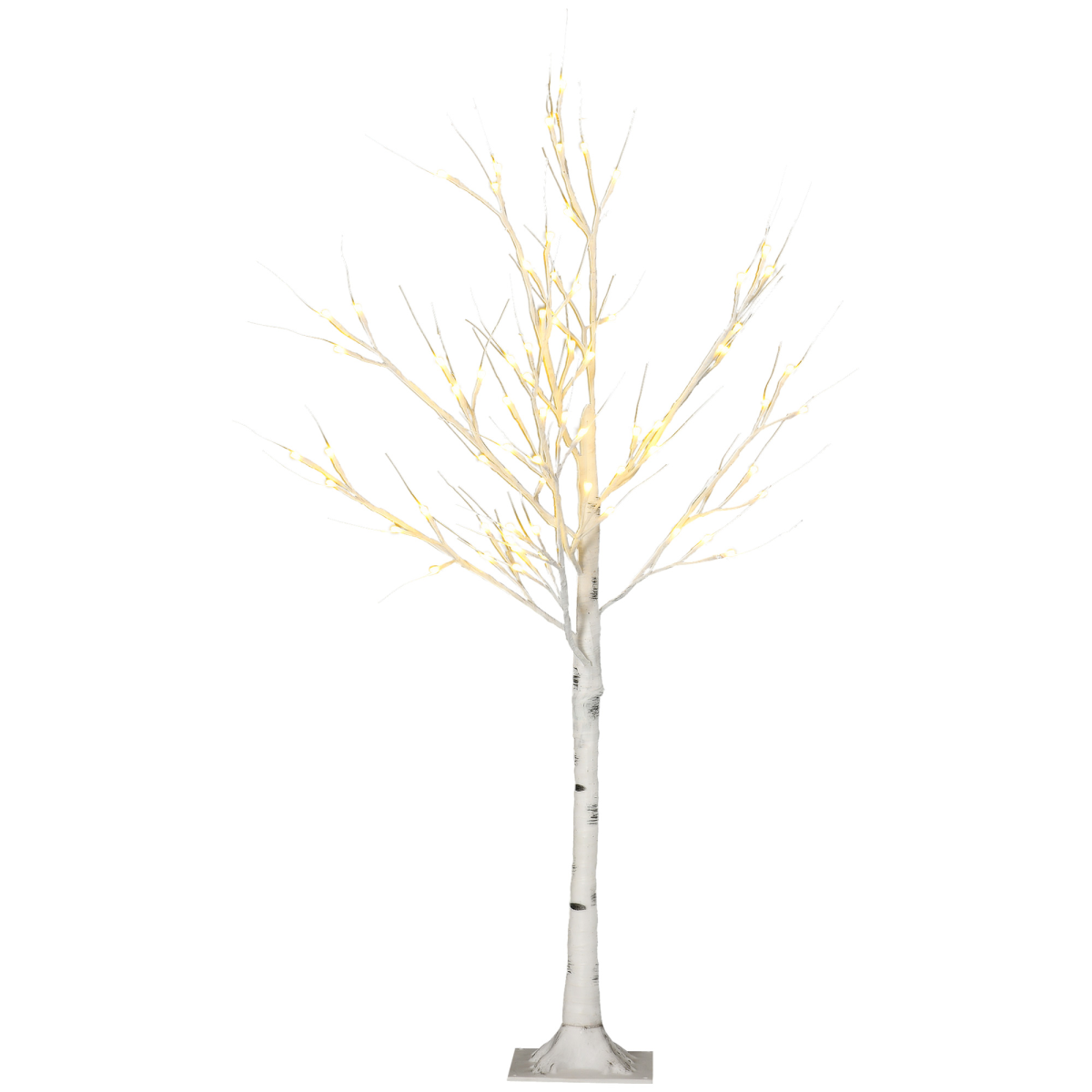 4ft Artificial White Birch Tree Light 72 Warm White Pre-Lit LED Light