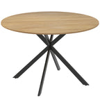 Dining Table for 4, 120 cm Industrial Kitchen Table with Wood Effect Tabletop and Steel Legs, Oak