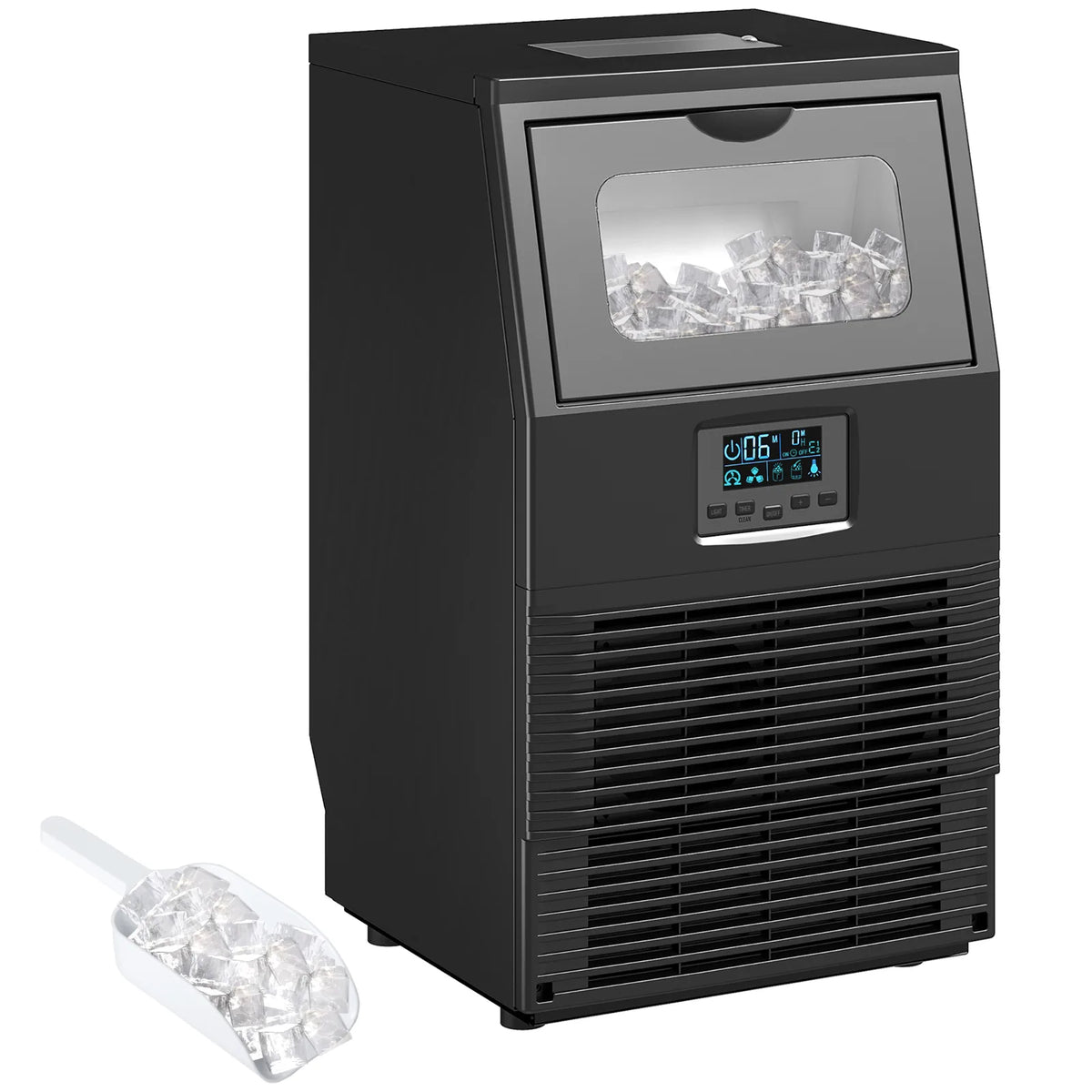 Commercial Ice Maker with 4kg Ice Storage - Black