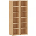 Set of 2 CD Media Display Shelf Unit Tower Rack with Adjustable Shelves, Natural