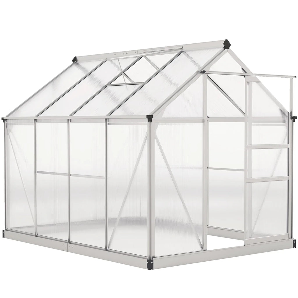 Outsunny 6 x 8ft Walk-In Greenhouse, with Sliding Door - Clear