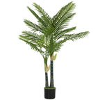 Artificial Palm Tree with 16 PEVA Leaves, 150cm Decorative Artificial Plant with Pot and Moss Effect, Green