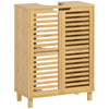 Under Sink Bathroom Cabinet, Freestanding Under Sink Cabinet with Louvered Doors and Adjustable Shelf, Natural