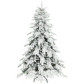 HOMCOM 6ft Super Flocked Christmas Tree - Green/White