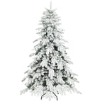 HOMCOM 6ft Super Flocked Christmas Tree - Green/White
