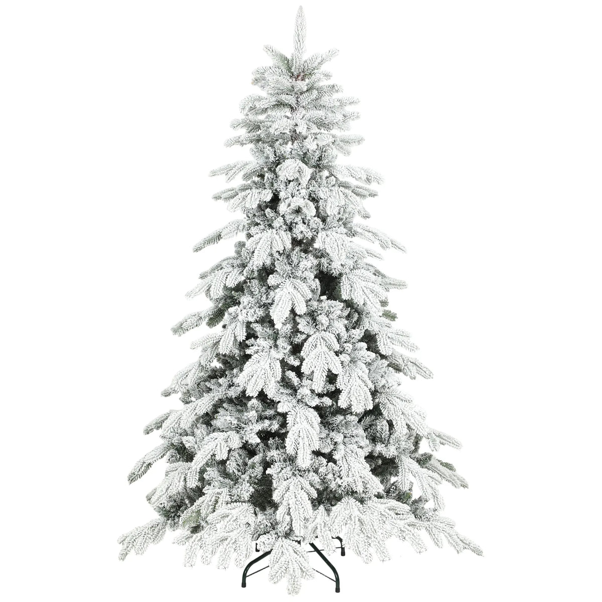 HOMCOM 6ft Super Flocked Christmas Tree - Green/White