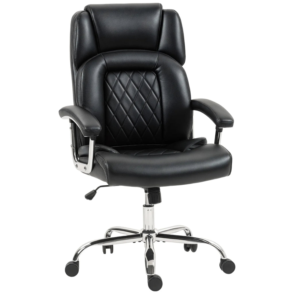 Big and Tall Office Chair 180kg with Spring Cushion, PU Leather - Black